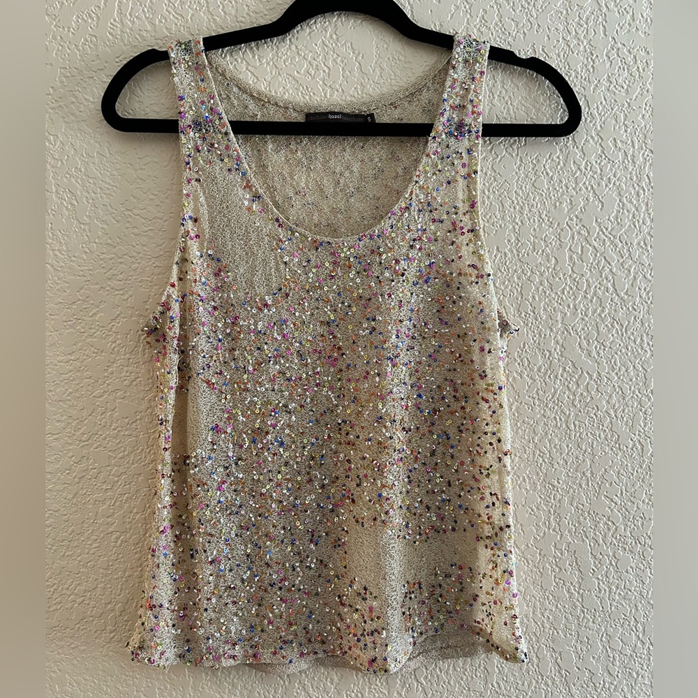 Hazel Boutique Bejeweled Tank Size S